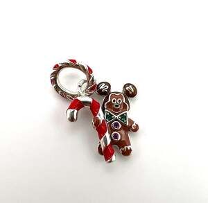 New Gingerbread Mickey with Candy Cane Charm for European Bracelet